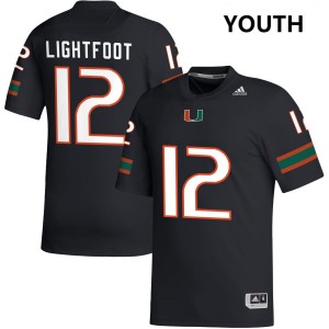 Youth Marquise Lightfoot Black Miami Hurricanes #12 College Football 2025-26 Jerseys 443083-995