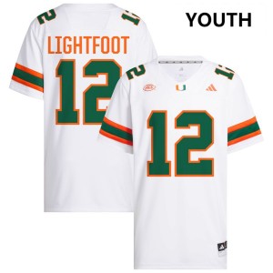 Youth Marquise Lightfoot White Miami Hurricanes #12 College Football Replica Jerseys 757002-571