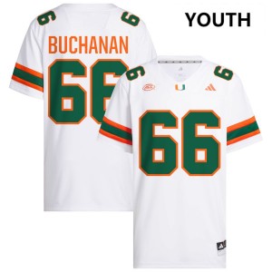 Youth Max Buchanan White Miami Hurricanes #66 College Football Stitched Jersey 365150-164