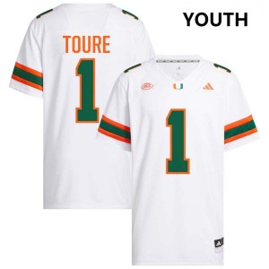 Youth Mohamed Toure White Miami Hurricanes #1 College Football NCAA Jerseys 559085-572