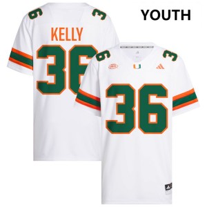 Youth Nick Kelly White Miami Hurricanes #36 College Football Stitched Jersey 417125-313