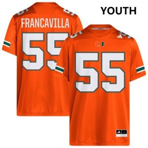 Youth Nino Francavilla Orange Miami Hurricanes #55 College Football Replica Jerseys 105073-471