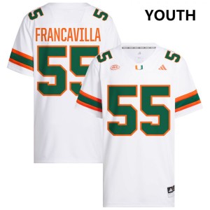 Youth Nino Francavilla White Miami Hurricanes #55 College Football NCAA Jersey 818012-282