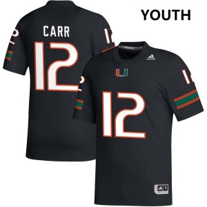 Youth Ny Carr Black Miami Hurricanes #12 College Football Game Jersey 135993-153