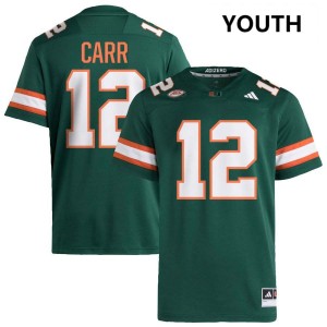Youth Ny Carr Green Miami Hurricanes #12 College Football Stitched Jersey 684622-902