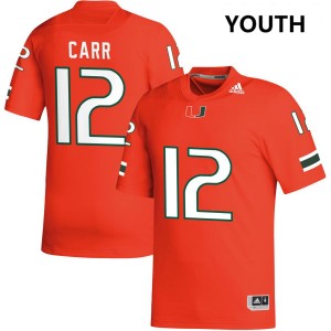 Youth Ny Carr Orange Miami Hurricanes #12 College Football 2025-26 Jersey 465734-321