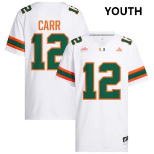 Youth Ny Carr White Miami Hurricanes #12 College Football Limited Jerseys 960401-901
