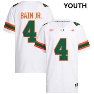 Youth Rueben Bain Jr. White Miami Hurricanes #4 College Football Stitched Jersey 165282-679