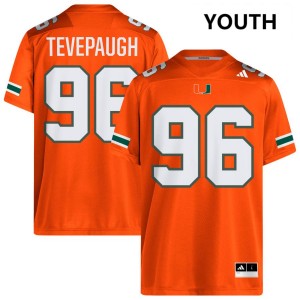 Youth Tucker Tevepaugh Orange Miami Hurricanes #96 College Football 2025 Jerseys 740029-352