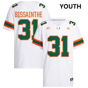 Youth Wesley Bissainthe White Miami Hurricanes #31 College Football Replica Jerseys 726288-562