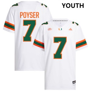 Youth Zechariah Poyser White Miami Hurricanes #7 College Football 2025 Jersey 909475-775
